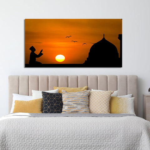 Muslim Man Praying Duas Islamic Canvas Wall Painting