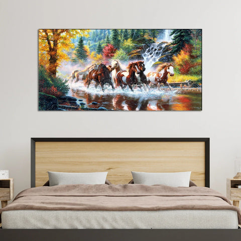 Seven Horses Running Abstract Wall Painting Canvas Painting