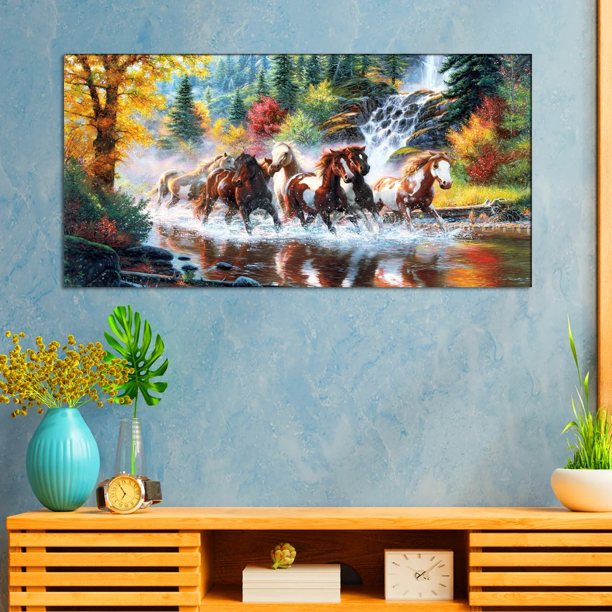 Seven Horses Running Abstract Wall Painting Canvas Painting