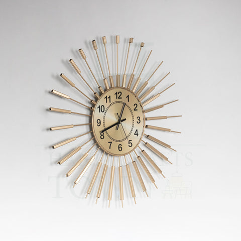 Golden Sun Metal Wall Clock