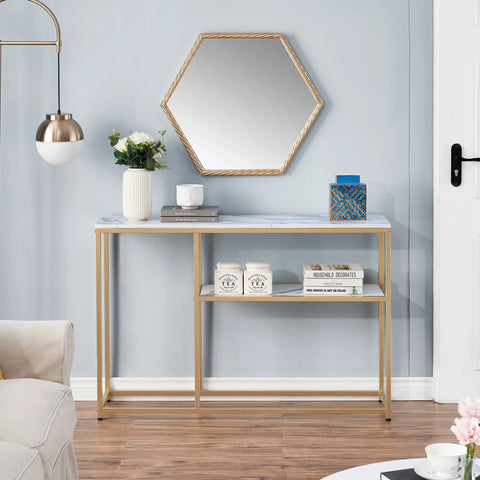 Console Table, Metal Frame Entryway Table With Gold Base