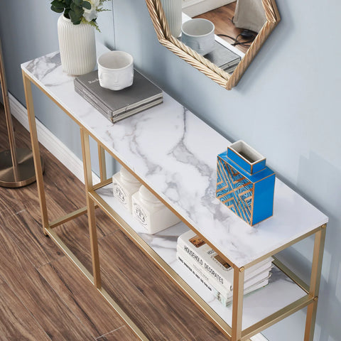 Console Table, Metal Frame Entryway Table With Gold Base