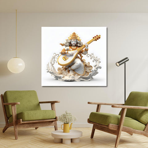 A Saraswati Canvas Painting for Cultural Appreciation