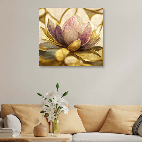 The Serene Beauty of a Lotus Flower: A Canvas Painting