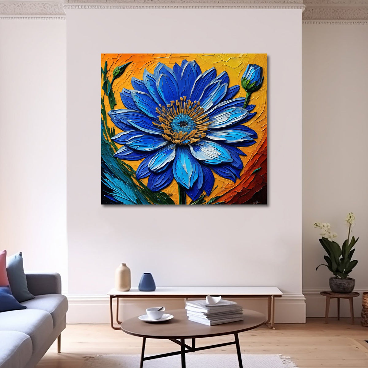 Exploring the Depths of a Blue Flower Painting