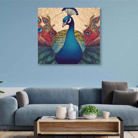 The Peacock Canvas Painting, a Symbol of Renewal and Growth