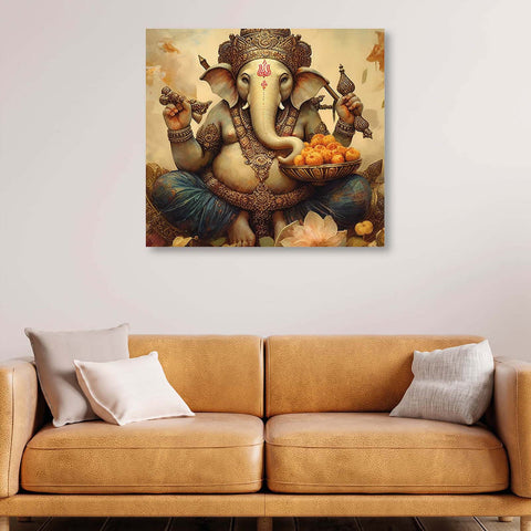 Explore a Captivating Canvas Painting of Ganesha