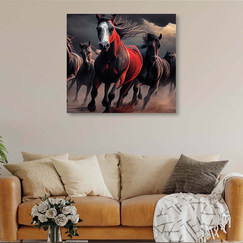 Witnessing the Raw Beauty of Horses in a Full Gallop Canvas Wall Artwork