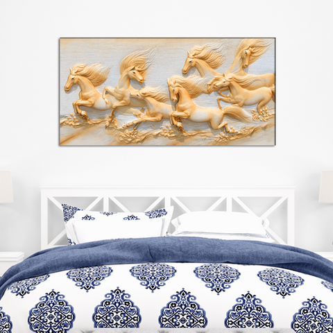 Seven Horses Running Canvas Wall Painting