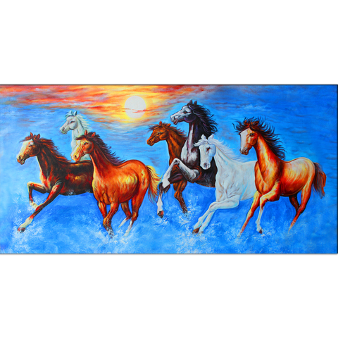 Seven Running Horses Canvas Print Wall Painting