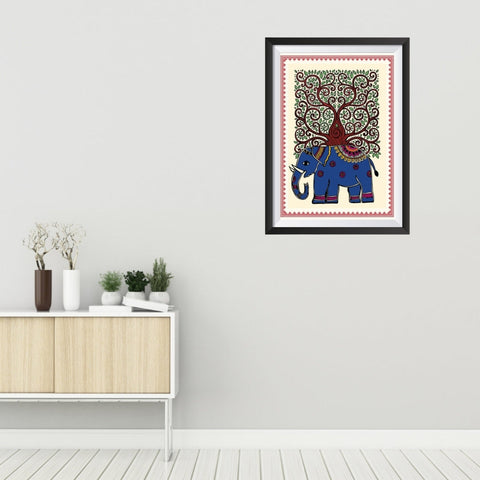 Grand Madhubani Elephant Painting Art wall frame