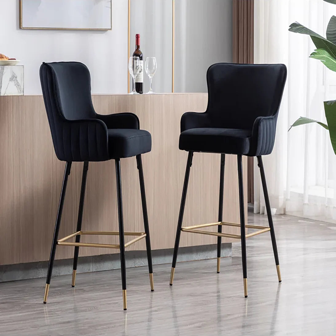 Easy Back Rest Coral Black Comfy Leatherette Bar Stool / Long Chair