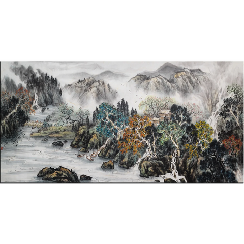 Mountain And Water Abstract Art Canvas Wall Painting