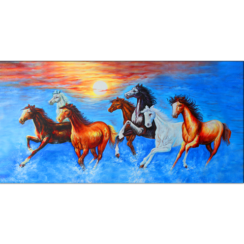 Seven Running Horses Canvas Print Wall Painting