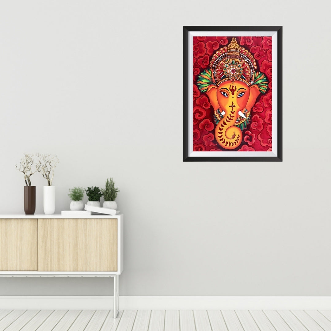 Handcrafted Shri Ganesha Kalamkari ART WALL FRAME