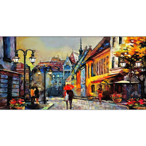 Romantic Love Couple in City Canvas Print Wall Painting