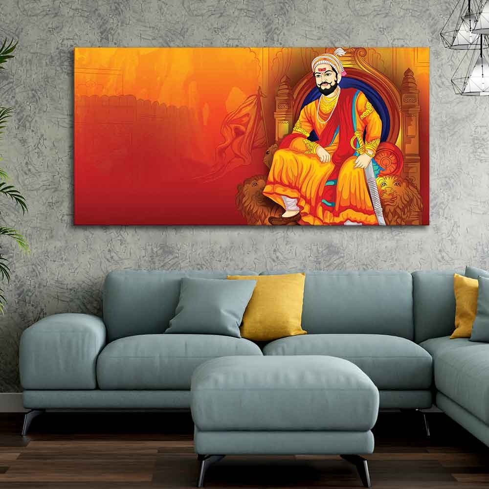 Indian Warrior Chhatrapati Shivaji Maharaj Canvas Wall Painting