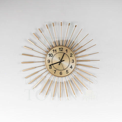 Golden Sun Metal Wall Clock