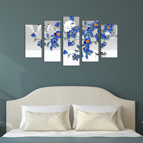 Flower Art with Bird MDF Panel Painting