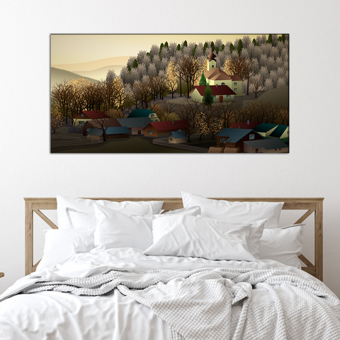 Autumn in the Village Modern Art Canvas Print Wall Painting