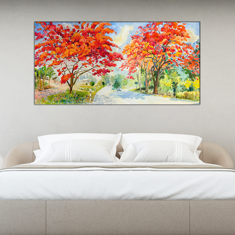 Red Flower Tree Canvas Print Wall Painting