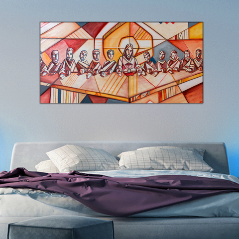 Artistic Painting of Jesus Christ With His Disciples Wall Canvas