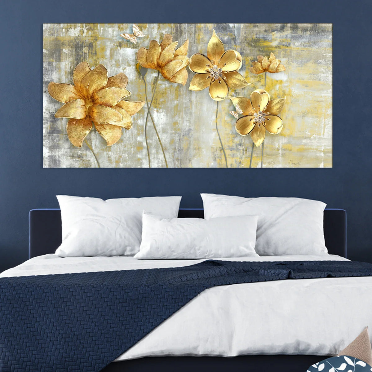 Golden Flower Canvas Print Wall Painting