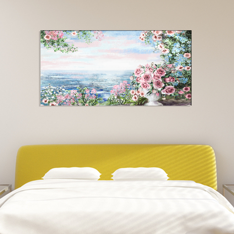 Flower With Summer Blue Sea Canvas Print Wall Painting