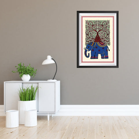 Grand Madhubani Elephant Painting Art wall frame