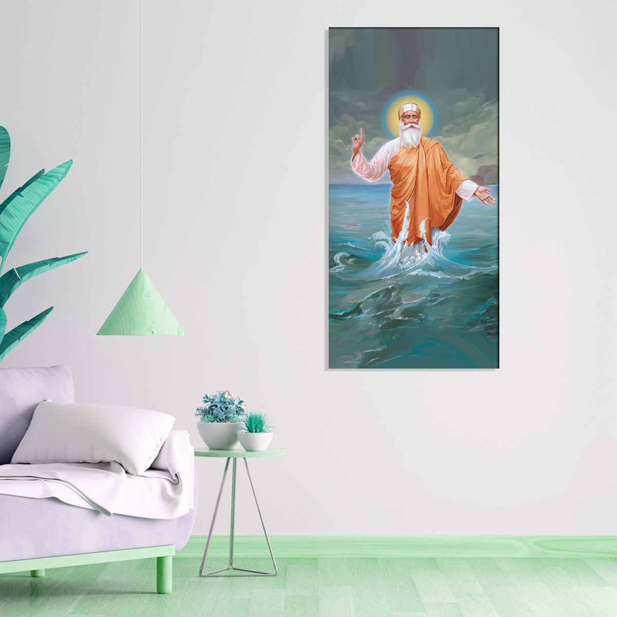 Gurunanak Dev Saint in Water Canvas Print Wall Painting