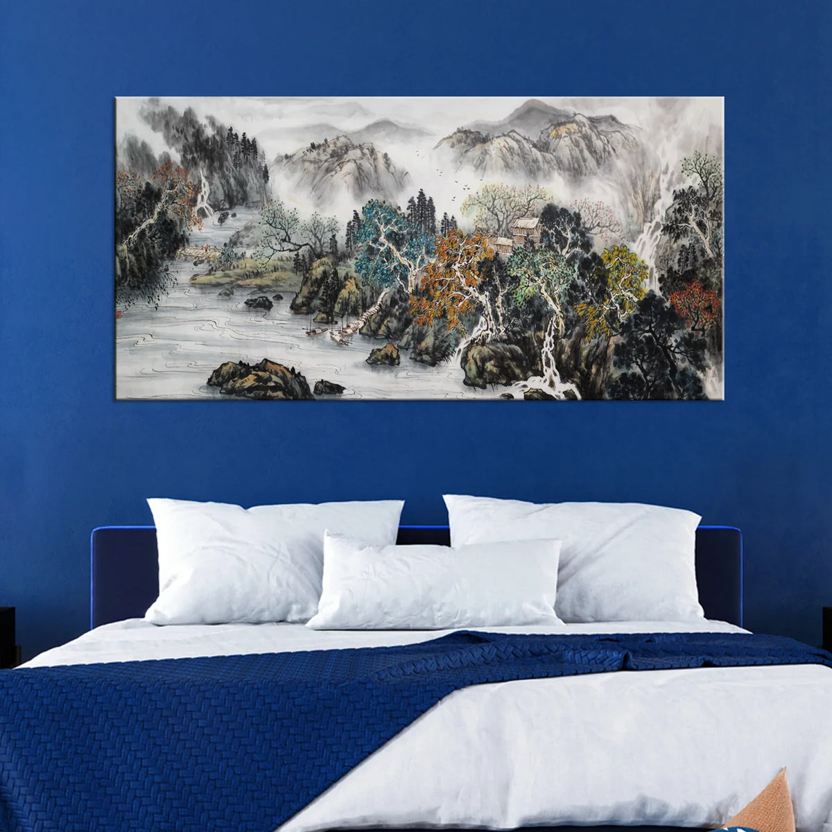 Mountain And Water Abstract Art Canvas Wall Painting