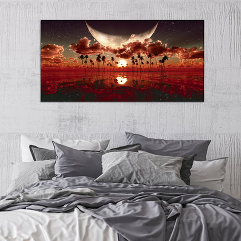 Abstract Moon Canvas Print Wall Painting