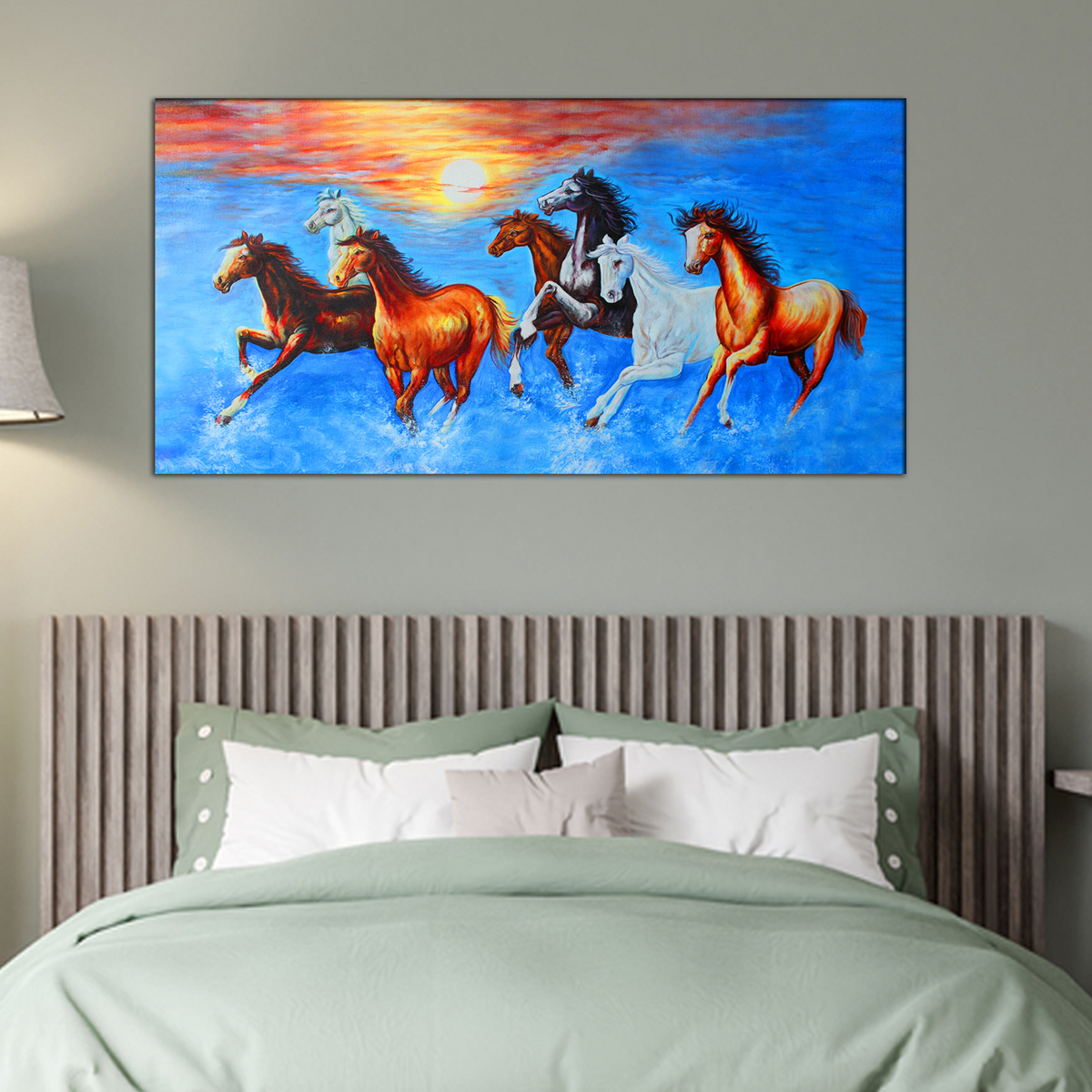 Seven Running Horses Canvas Print Wall Painting