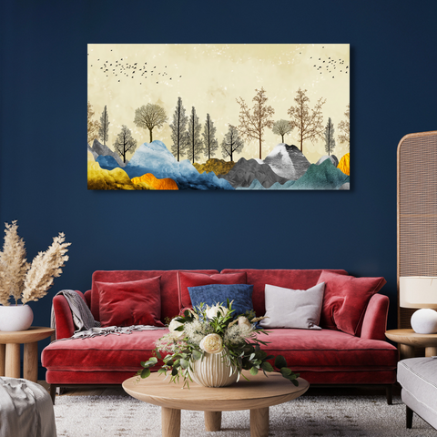 Brown Tree With Golden Flower Canvas Print Wall Painting