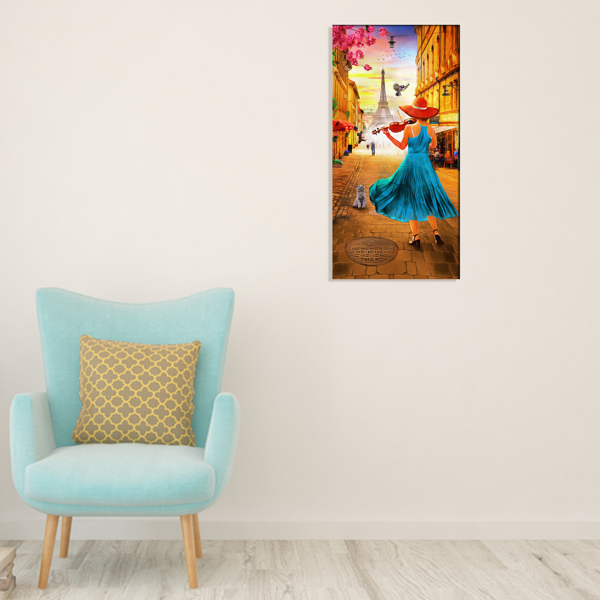 A Girl Playing The Violin At Sunset Canvas Print Wall Painting