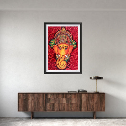 Handcrafted Shri Ganesha Kalamkari ART WALL FRAME