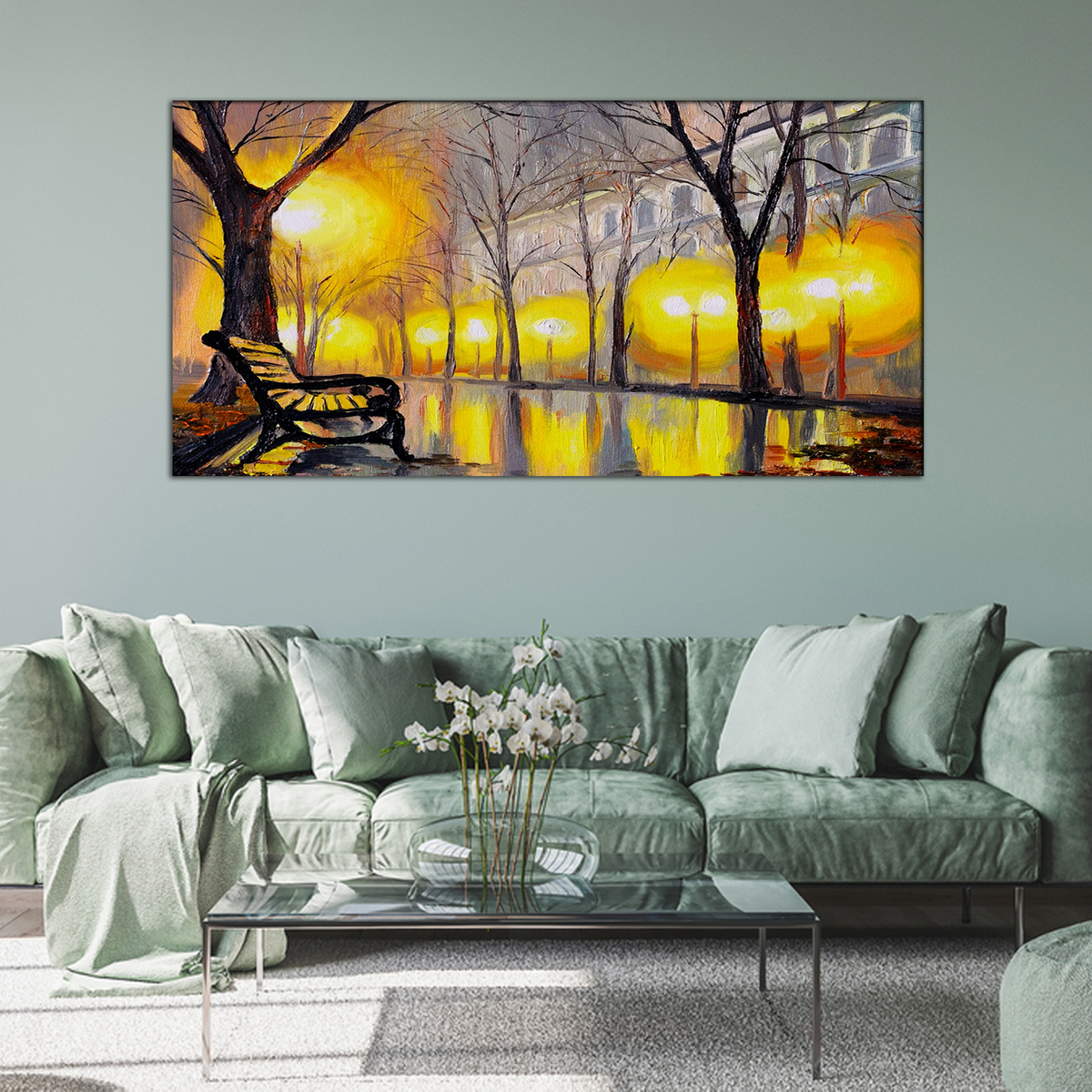 Abstract Autumn Street Canvas Print Wall Painting