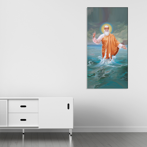 Gurunanak Dev Saint in Water Canvas Print Wall Painting