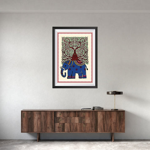 Grand Madhubani Elephant Painting Art wall frame