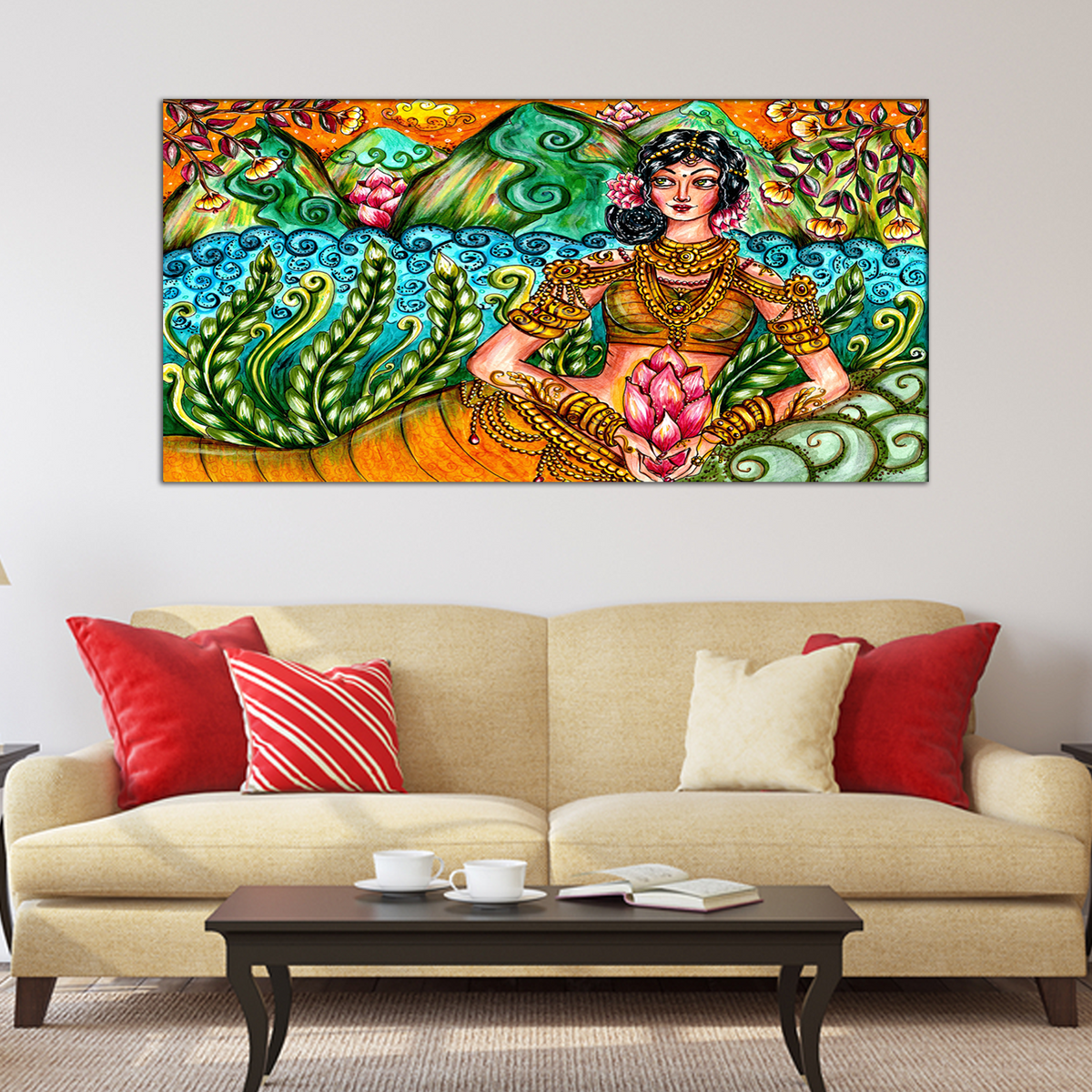 Indian Traditional Woman Modern Art Canvas Print Wall Painting