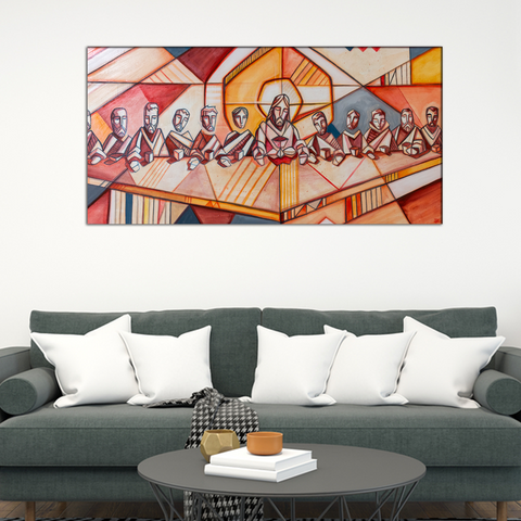 Artistic Painting of Jesus Christ With His Disciples Wall Canvas