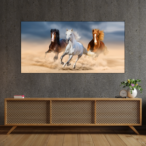 Three Horses Running  Canvas Wall Painting