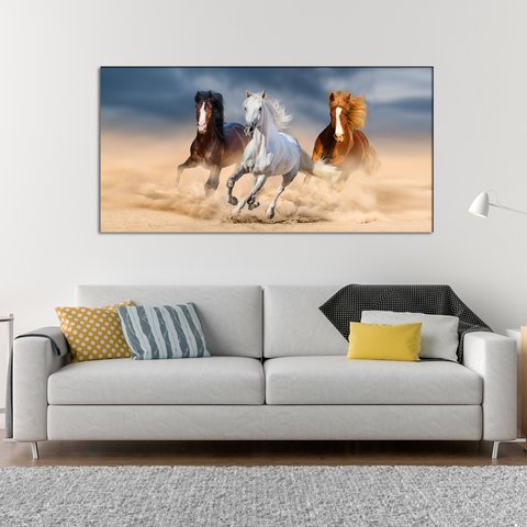 Three Horses Running  Canvas Wall Painting