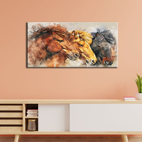 Abstract Three Horses Canvas Wall Painting