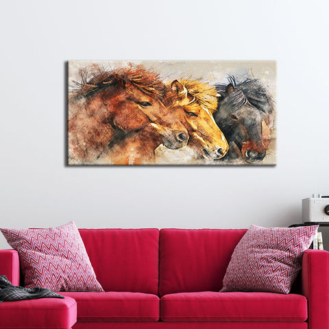 Abstract Three Horses Canvas Wall Painting