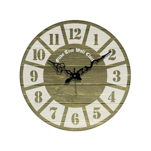 Olivetree Wooden Wall Clock 15" TIC TOC Movement Decorative Latest Wall Clock Classic Clock Battery Operated Round Easy to Read for Home, Living Room,Office(Multi) - 2025