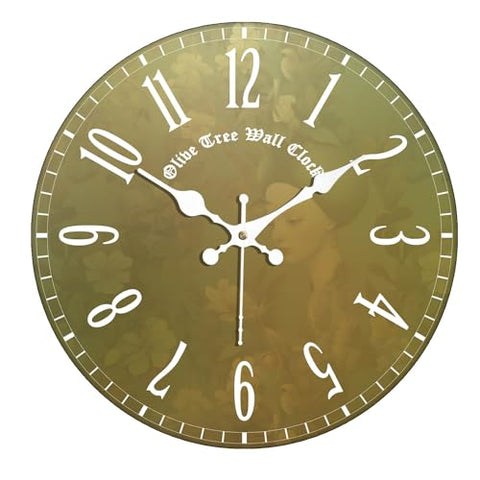 Olivetree Wooden Wall Clock 12" Silent Movement Decorative Wall Clock Classic Clock Battery Operated Round Easy to Read for Home, Living Room,Office(Multi) - 4053