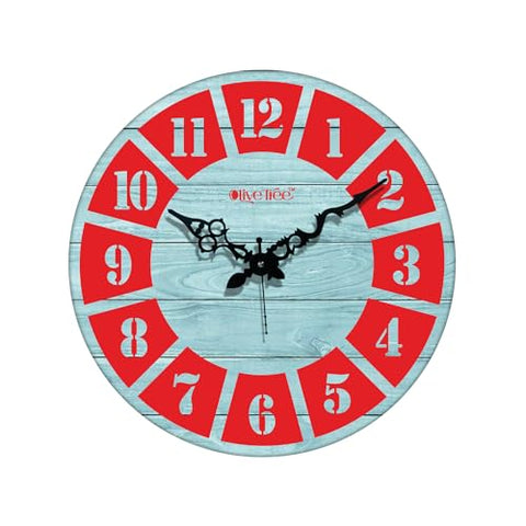 Olivetree Wooden Wall Clock 15" TIC TOC Movement Decorative Latest Wall Clock Classic Clock Battery Operated Round Easy to Read for Home, Living Room,Office(Multi) - 2025