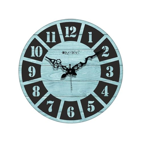 Olivetree Wooden Wall Clock 15" TIC TOC Movement Decorative Latest Wall Clock Classic Clock Battery Operated Round Easy to Read for Home, Living Room,Office(Multi) - 2025