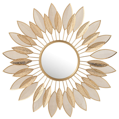 Golden Metal Leaves Wall Mirror